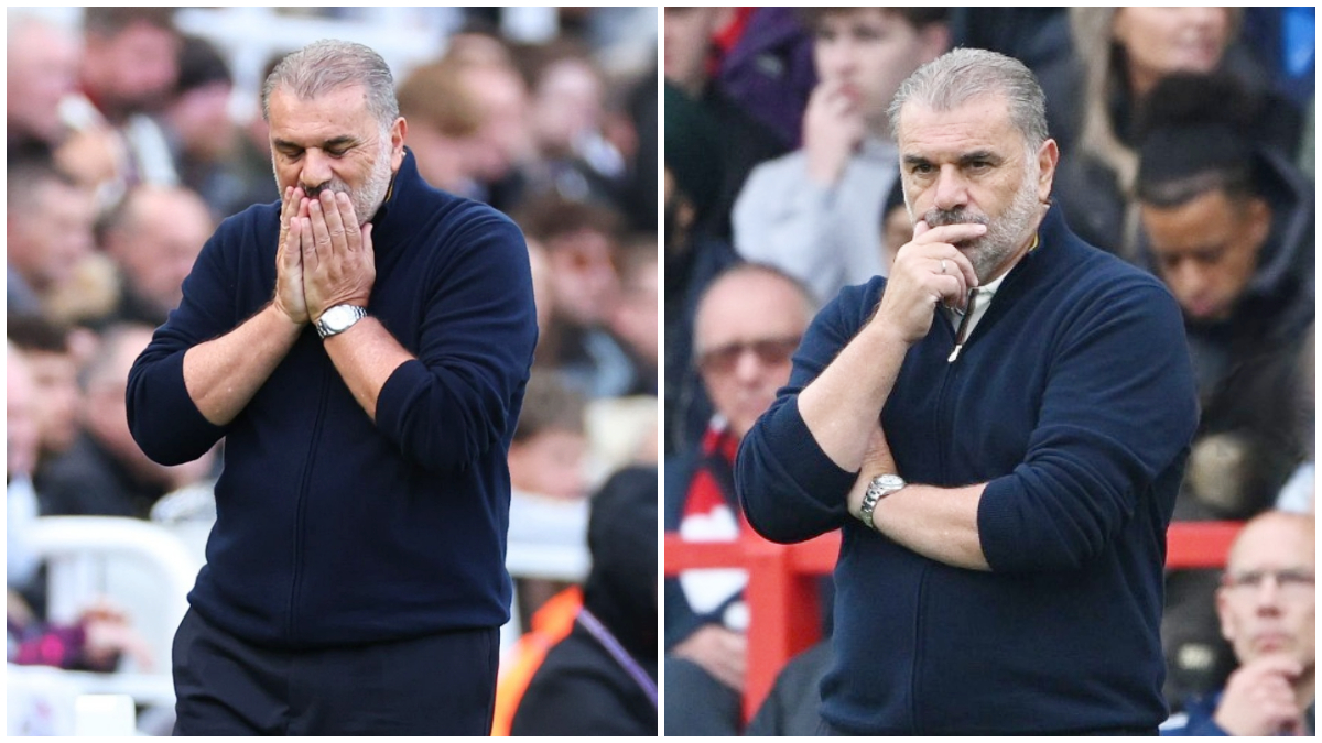 Ekspresi kecewa Ange Postecoglou di pinggir lapangan saat memimpin Nottingham Forest menghadapi Chelsea
