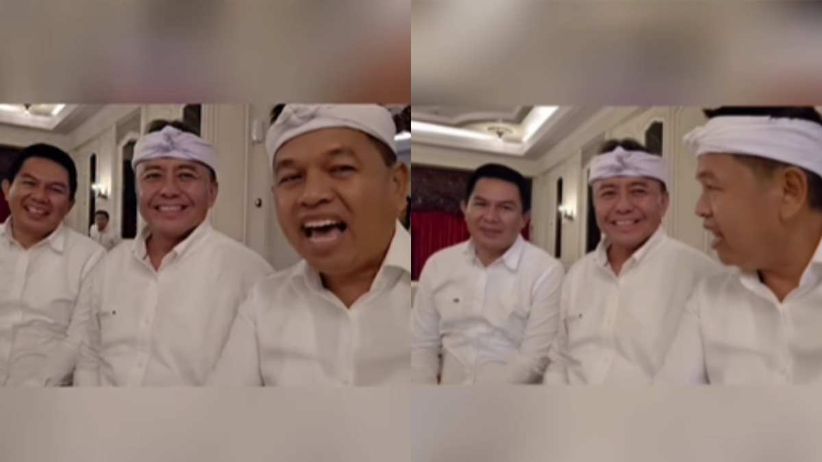 Gubernur Jawa Barat Dedi Mulyadi bersama Sekda Provinsi&nbsp;Jawa Barat Herman Suryatman saat mendatangi Bank Indonesia (BI).