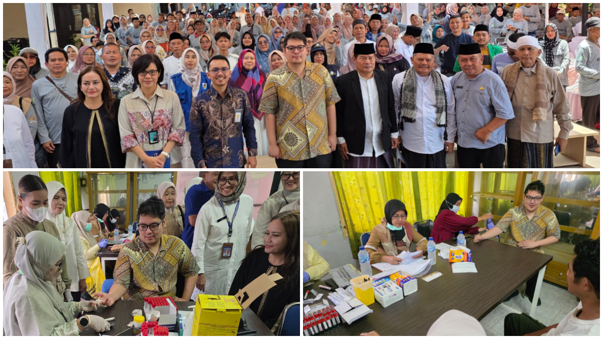 Anggota Komisi IX DPR RI Ravindra Airlangga saat melakukan cek kesehatan gratis di Parung Panjang Bogor.