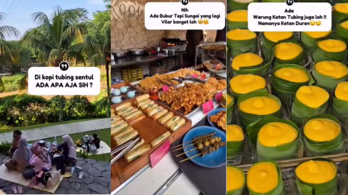 Sarapan bubur ala piknik tepi sungai dan ketan durian lumer.