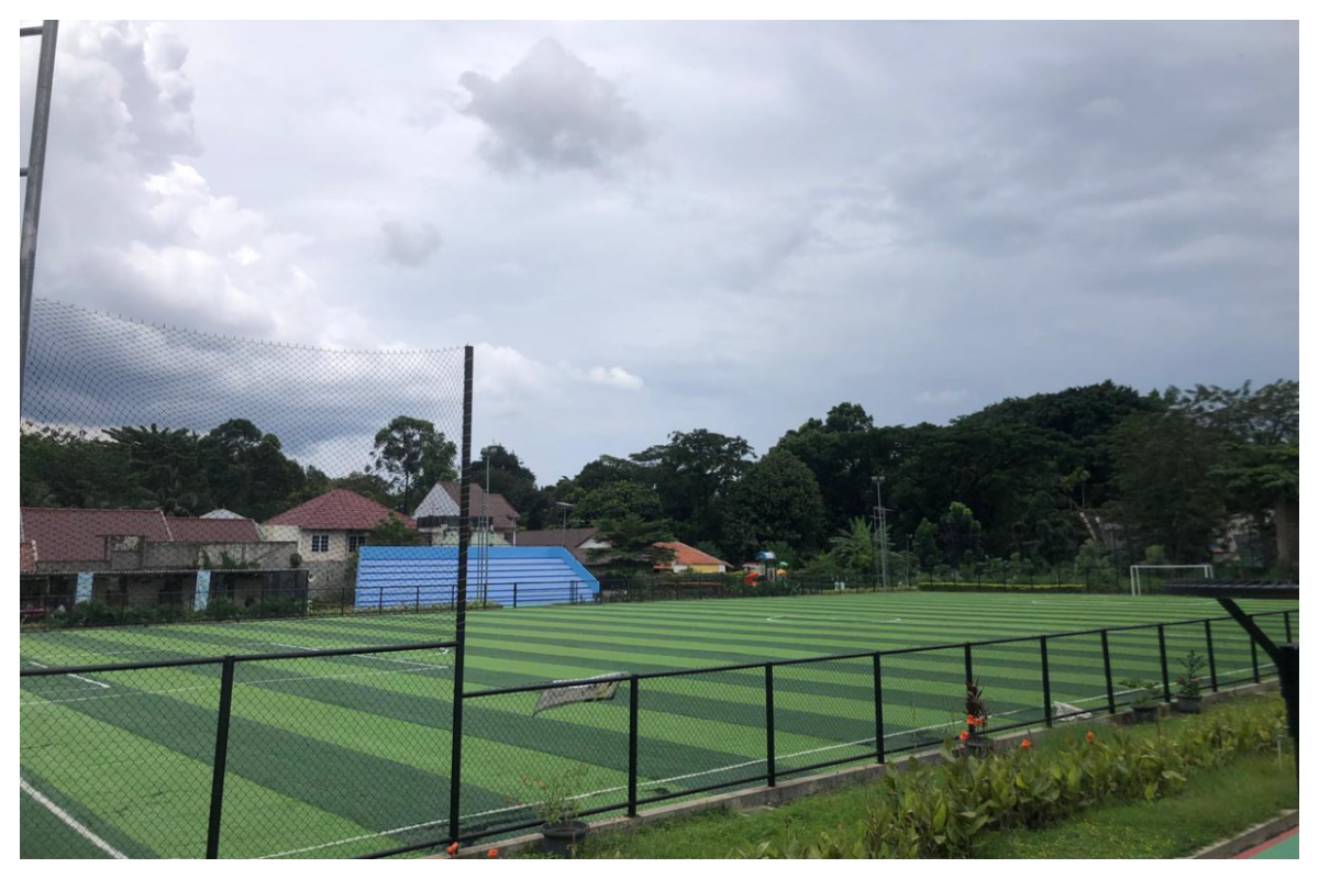 Kondisi terkini Lapangan Mini Soccer Manunggal, Kota Bogot, pasca direvitalisasi.