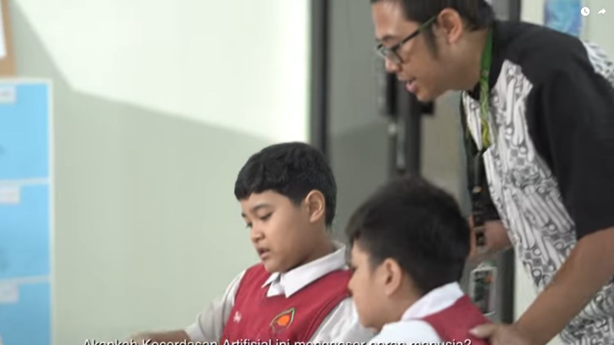 Ilustrasi guru dan siswa jenjang SD