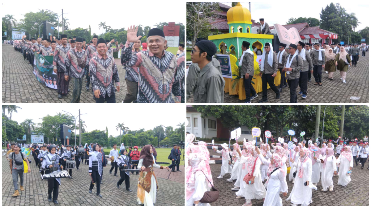 Suasana pawai ta&rsquo;aruf MTQ ke-47 tingkat Kabupaten Bogor di Kawasan Pemkab Bogor, Sabtu 25 Oktober 2025.
