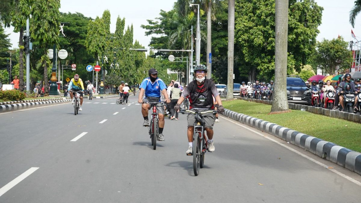 Uji coba pelaksanaan Car Free Day (CFD) Tegar Beriman di kawasan Cibinong, Bogor