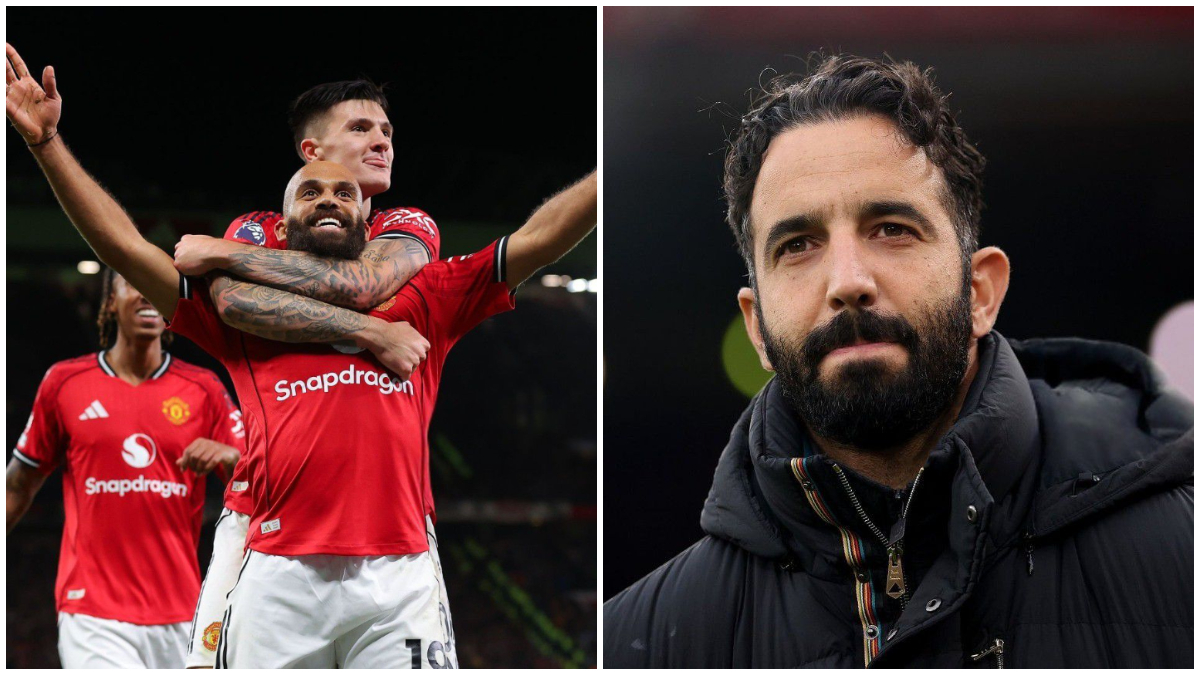 Ruben Amorim dan selebrasi pemain Manchester United.