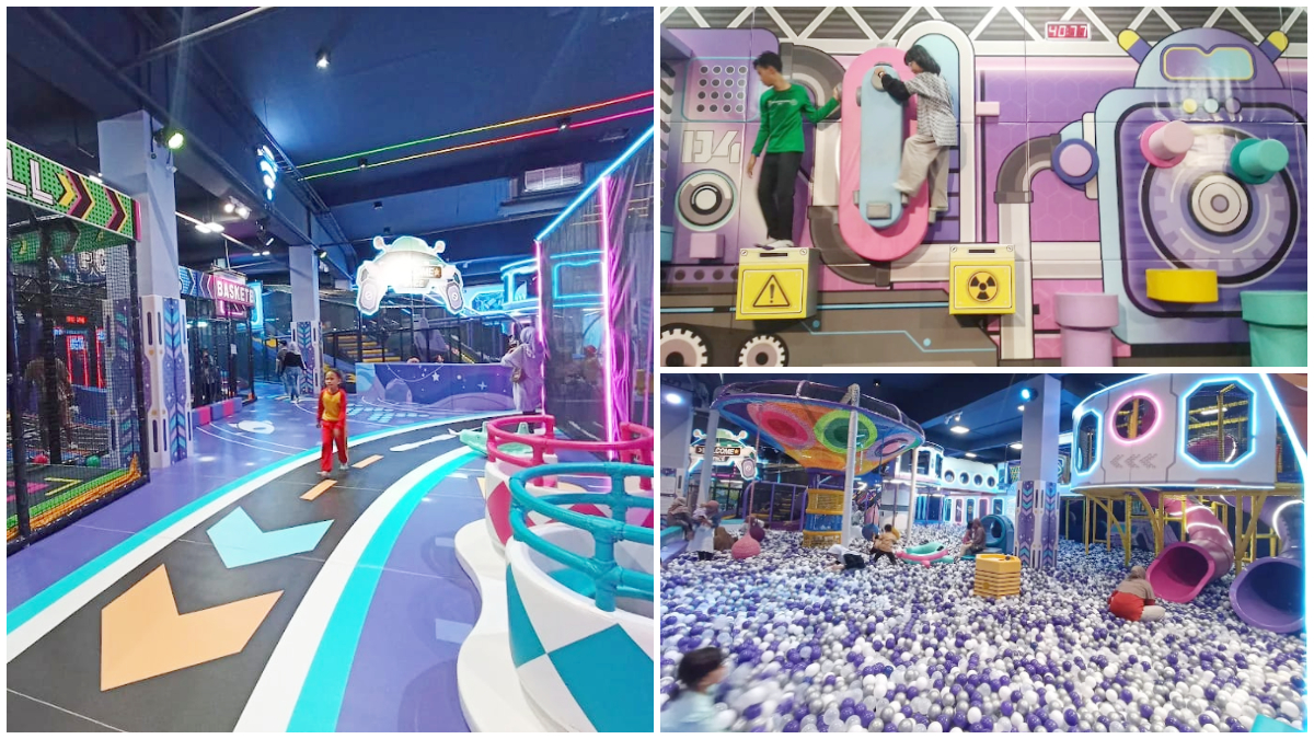 Suasana&nbsp;Milkyverse,&nbsp;playground bertema luar angkasa yang baru buka di Kota Depok.