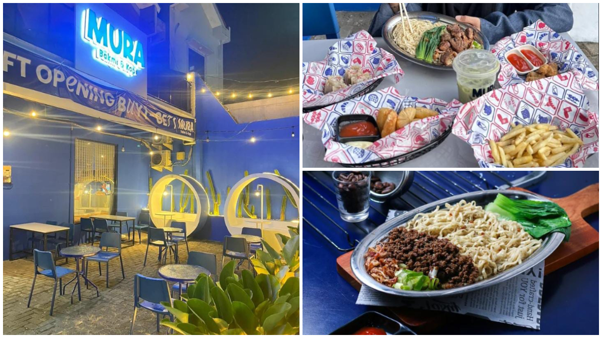 Suasana&nbsp;Mura Bakmi and Kopi Cikaret serta menu yang disajikan.