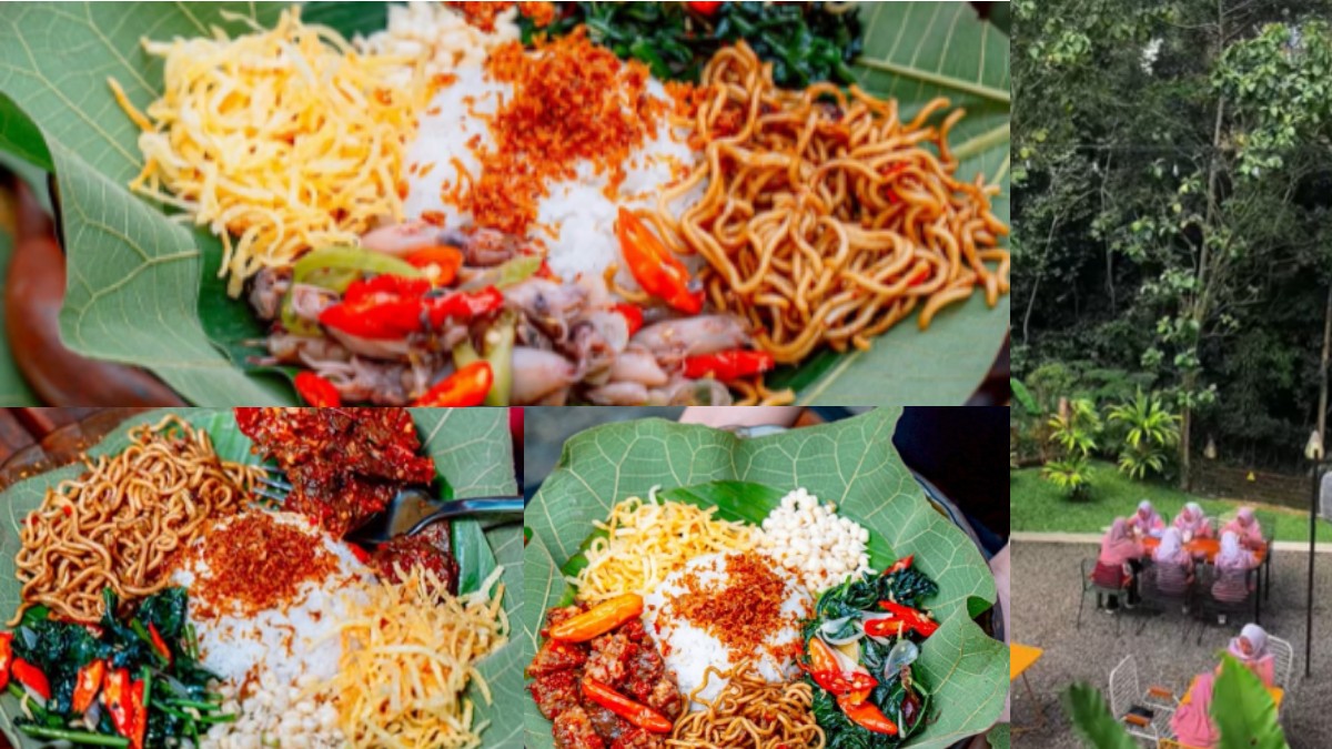 Nasi Daun Jati salah satu menu di Restoran Ketika Rasa&nbsp;dan Suasana di kawasan Caringin, Kabupaten Bogor.