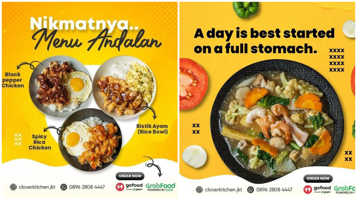 Menu yang disajukan di&nbsp;Clover Kitchen, Katulampa Bogor.