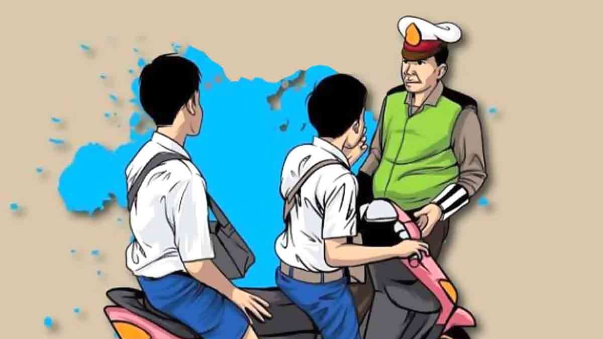 Ilustrasi siswa yang ditilang polisi membawa kendaraan pribadi
