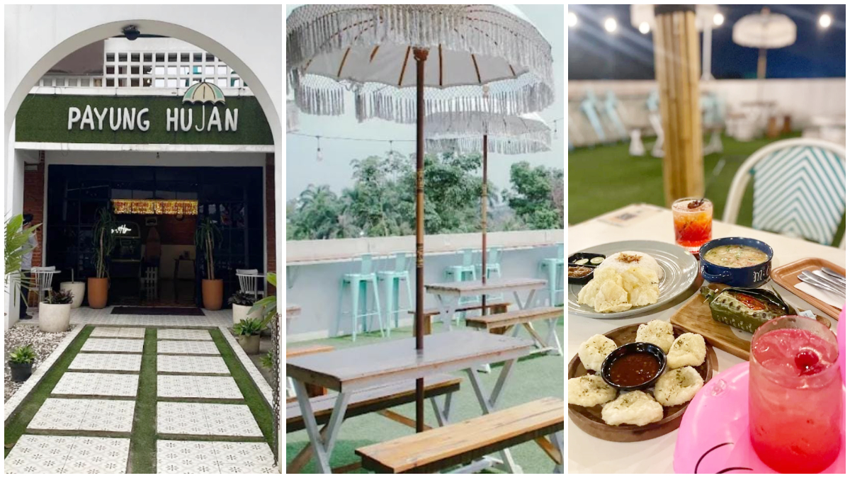 Suasana tempat ngopi santai Payung Hujan di kawasan Pakansari, Bogor