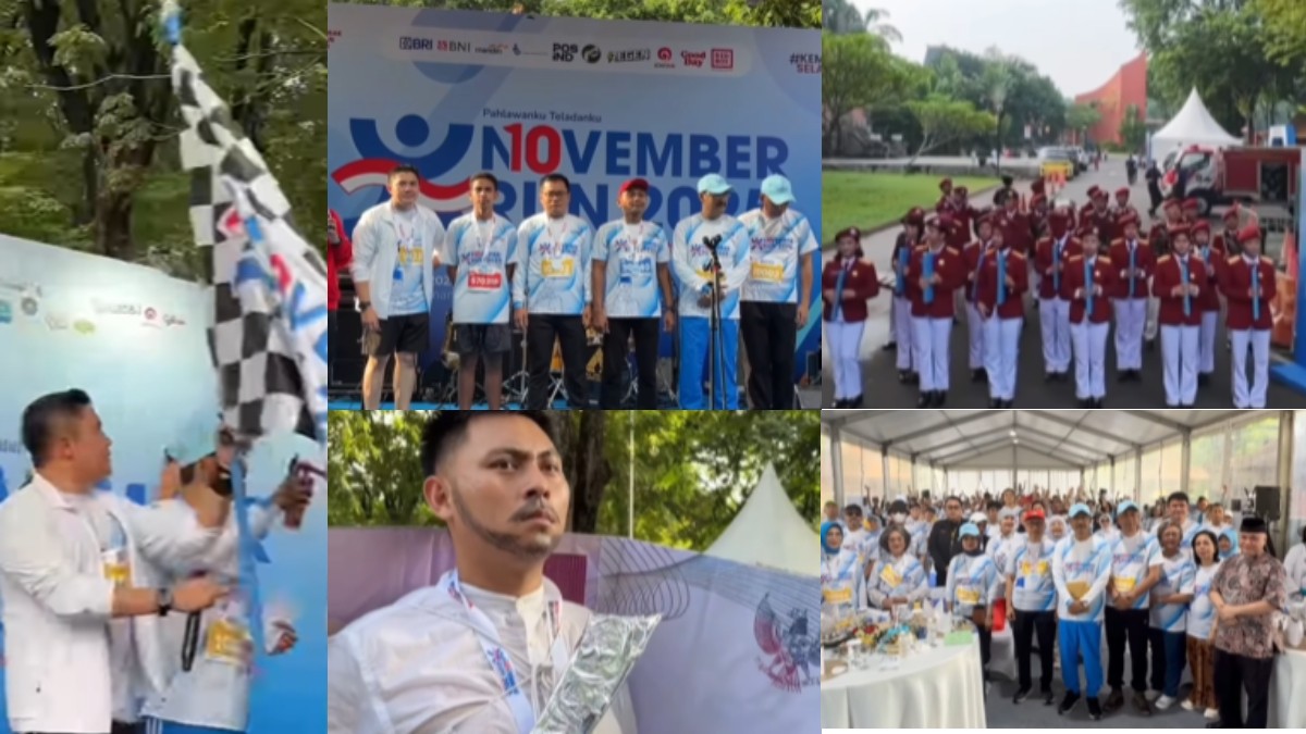 Keseruan November Run 2025 yang penuh warna dan semangat bersama Seskab Letkol Teddy dan Menteri Sosial Saifullah Yusuf.