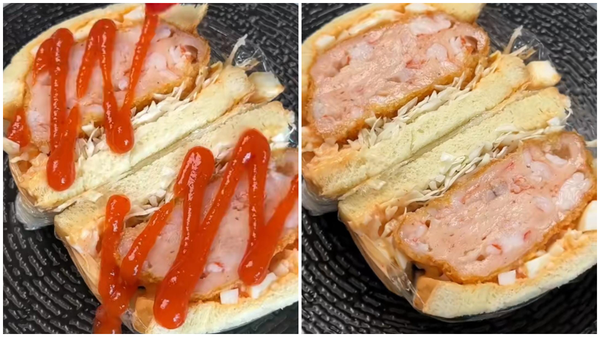 Tampilan Ebi Katsu Sando, sandwitch sultan yang bikin nagih dan udah pasti cocok di lidah.