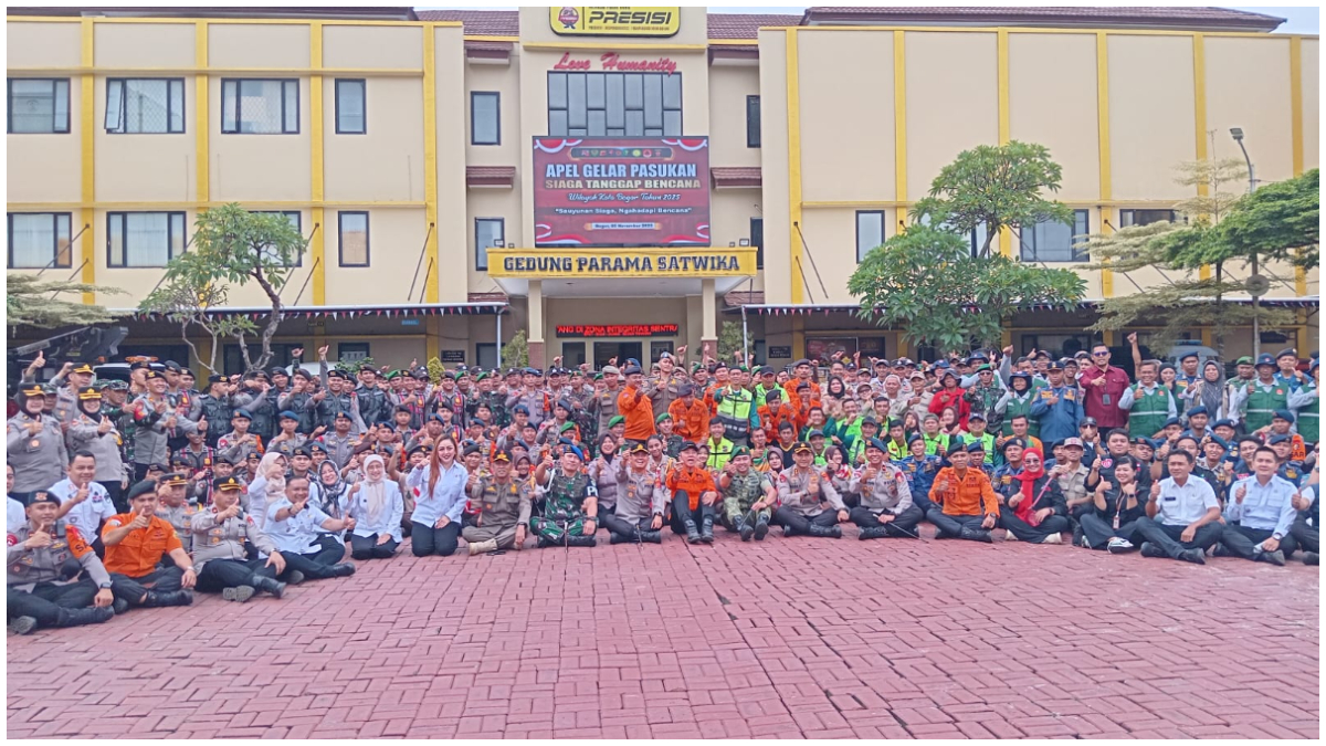 Apel Siaga Tanggap Darurat Bencana Hidrometeorologi Kota Bogor di Mapolresta Bogor Kota.