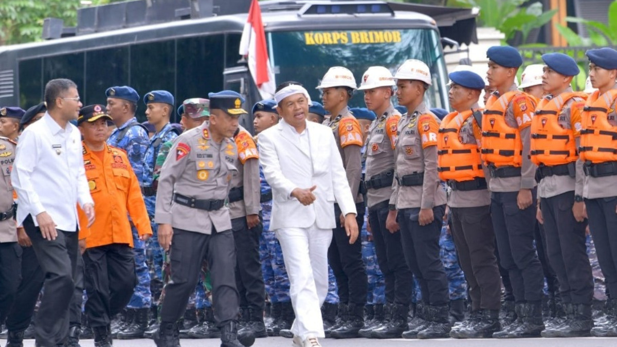 Gubernur Jawa Barat Dedi Mulyadi dalam Apel Siaga Tanggap Bencana.