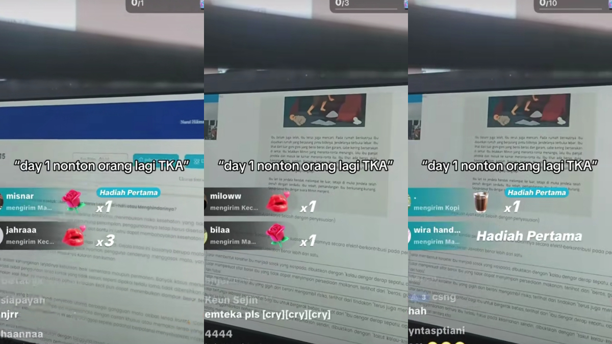 Tangkapan layar live tiktok siswa saat ujian TKA