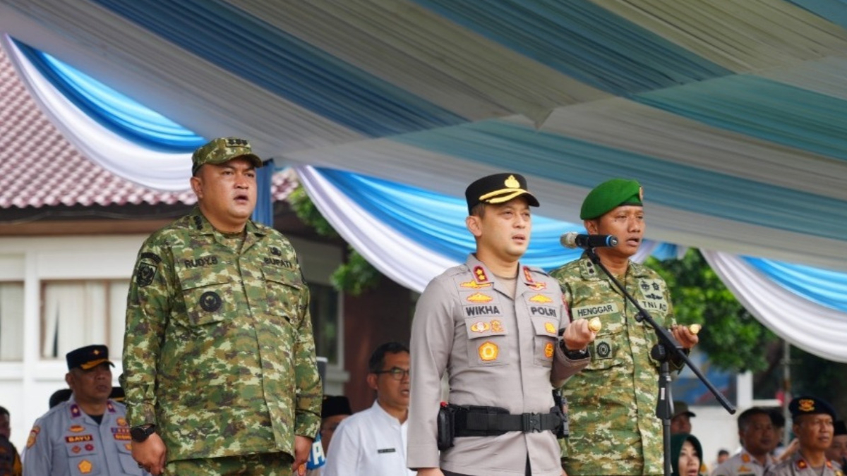 Bupati Bogor Rudy Susmanto dalam apel kesiapsiagaan mitigasi bencana.&nbsp;