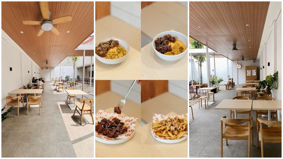 Potret suasana 2211 Cafe dan beberapa menu makanan dan minuman yang disajikan.