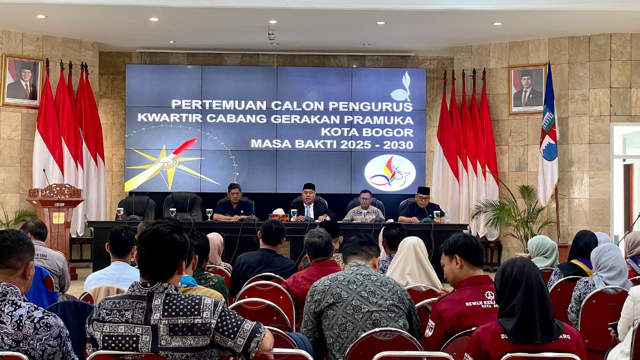 Pertemuan calon pengurus Kwarcab Pramuka Kota Bogor periode 2025&ndash;2030 di Paseban Sri Baduga, Balai Kota Bogor.