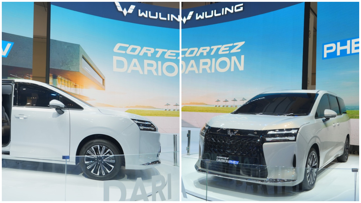 Wuling Cortez Darion PHEV tampil elegan di panggung peluncuran dengan desain modern dan grille tegas khas MPV premium.