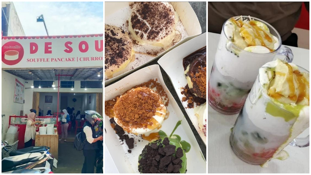 Pancake dan minuman yang ada di De Souffle Pakansari Bogor