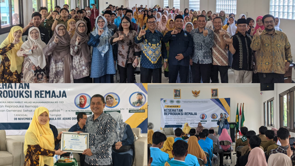 Berfoto bersama usai seminar di Aula KH Adang Komaruddin, Kompleks Madrasah Mualimien Muhammadiyah Leuwiliang, Sabtu 8 November 2025.