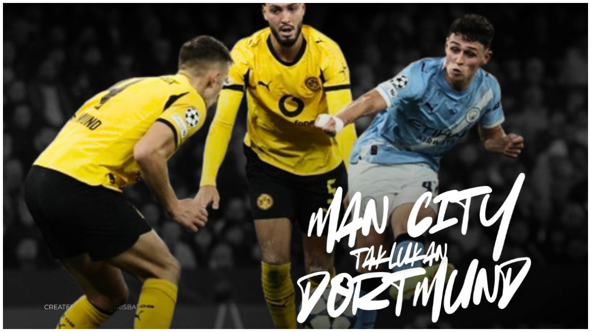 Aksi pemain Manchester City saat menghadapi Borrusia Dortmund.