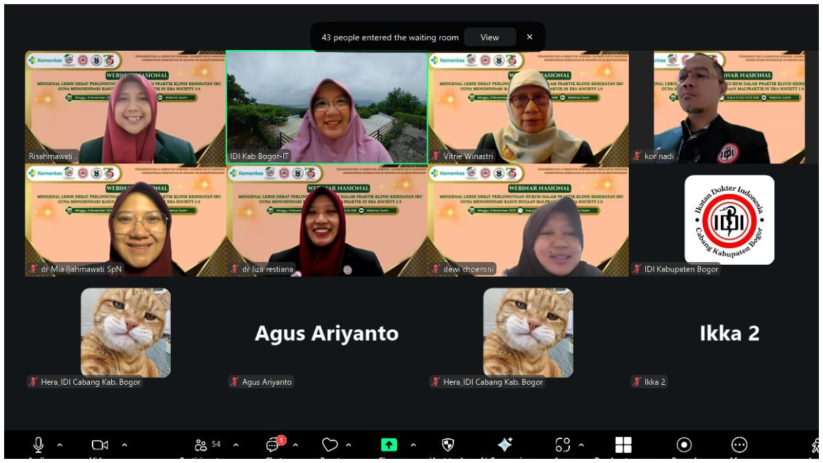 Webinar Nasional ber-SKP Kemenkes yang digelar IDI Kabupaten Bogor pada Minggu, 9 November 2025 secara daring.