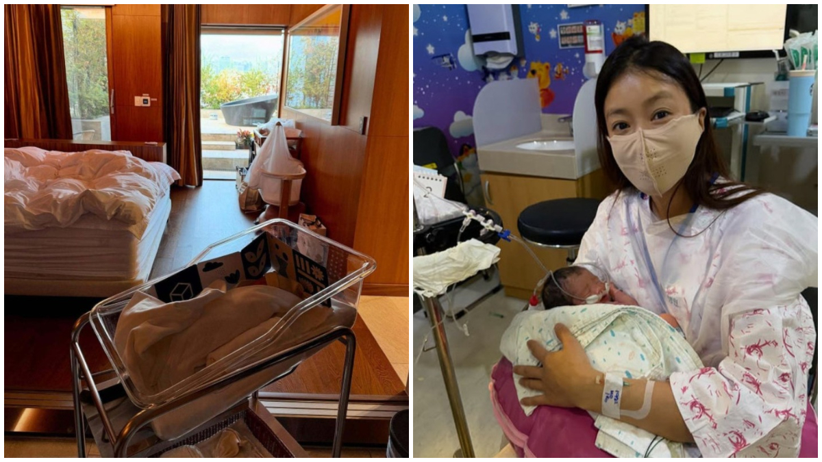 Aktris Lee Si-Young bersama buah hatinya.