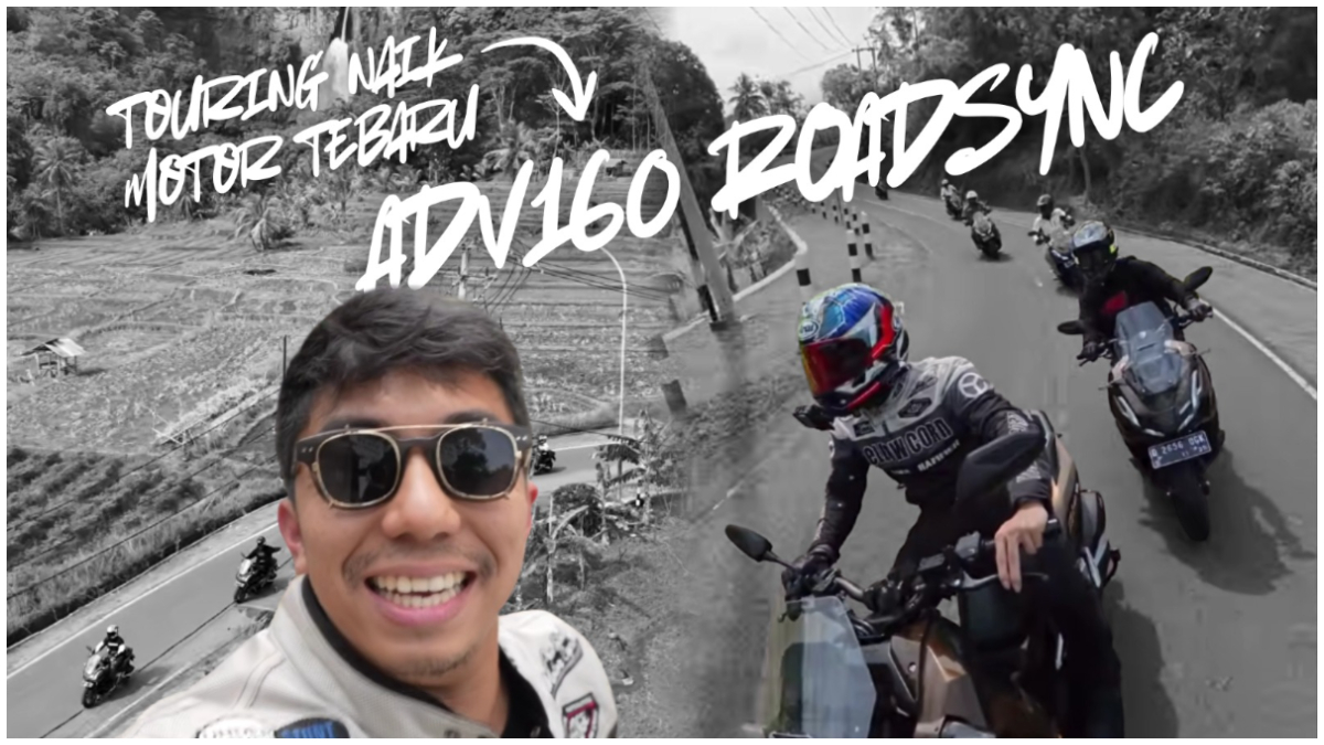 Vlogger otomotif Harald Arkan saat touring menggunakan New Honda ADV 160 tipe RoadSync bersama&nbsp;rombongan AHM.