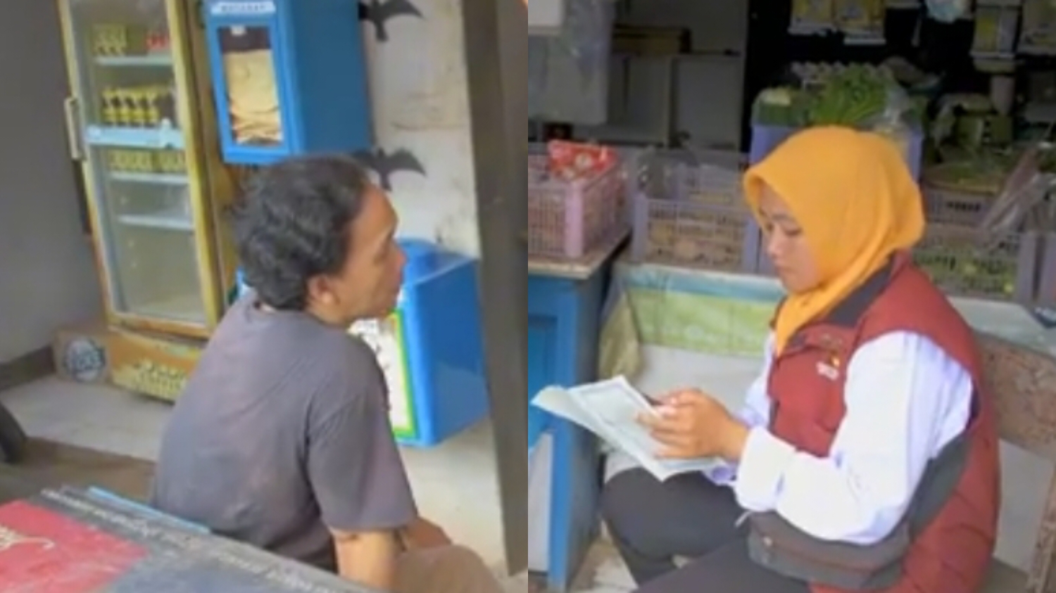 Ilustrasi petugas mendatangi KPM bansos PKH BPNT ke tempat tinggalnya.