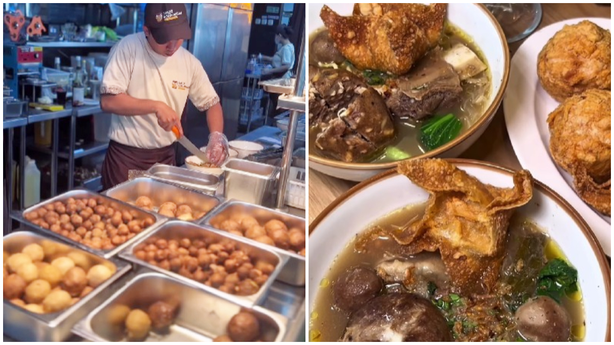Suasana Bakso Boedjangan dan menu yang disajikan.