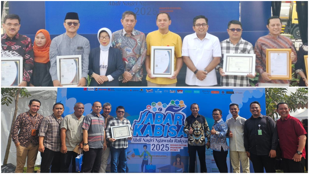 Jajaran Direksi Perumda Pasar Pakuan Jaya (PPJ) Kota Bogor saat menerima sertifikat SNI di Bandung.