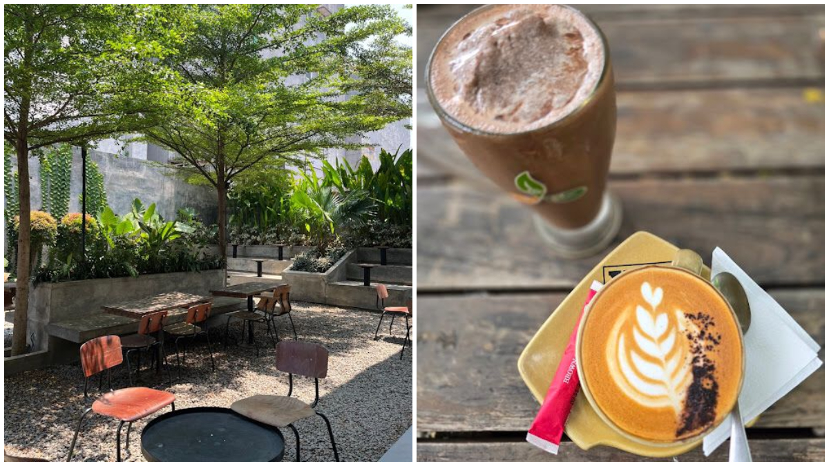 Suasana Coffee Toffee Margonda 2, Kota Depok dengan salah satu minuman yang disajikan.