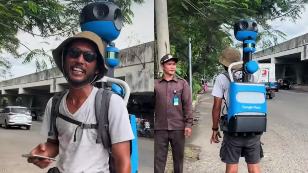 Petugas Street View saat berjelajah di area Jakarta.