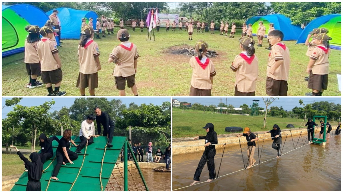 Suasana aktivitas di kawasan Serua Green Village, Kota Depok.