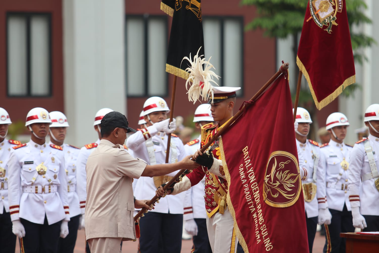 Unhan RI menggelar serah terima alat genderang suling (GS) Canka Praditya Wiratama di Kampus Bela Negara, Sentul, Kabupaten Bogor, Selasa 18 November 2025.