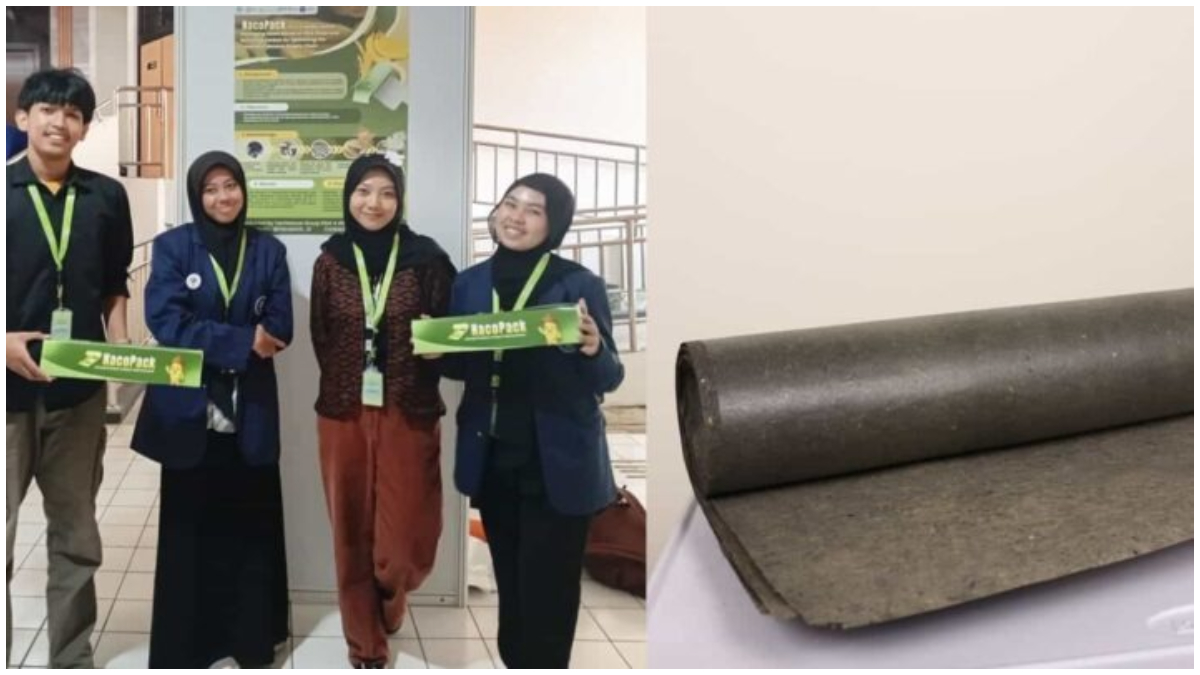 Tim mahasiswa IPB University dari TechNature Group memperkenalkan NacoPack, kemasan ramah lingkungan berbahan jerami padi dan karbon aktif tempurung kelapa.