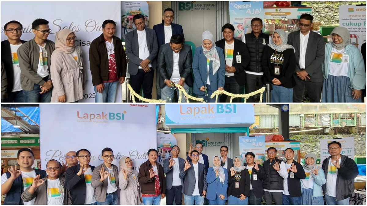 Perumda Pasar Tohaga bersama BSI Area Bogor saat launching Lapak BSI di Pasar Cisarua, Kabupaten Bogor.