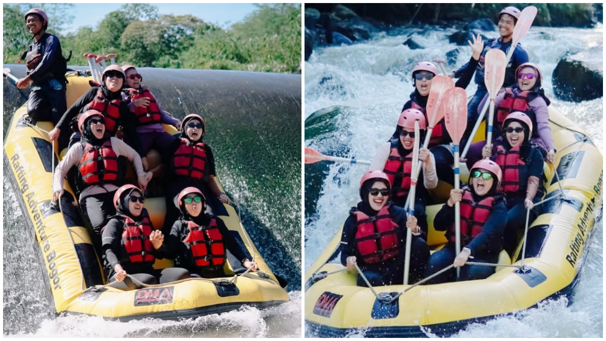 Keseruan wisata rafting di Sungai Cisadane Bogor.