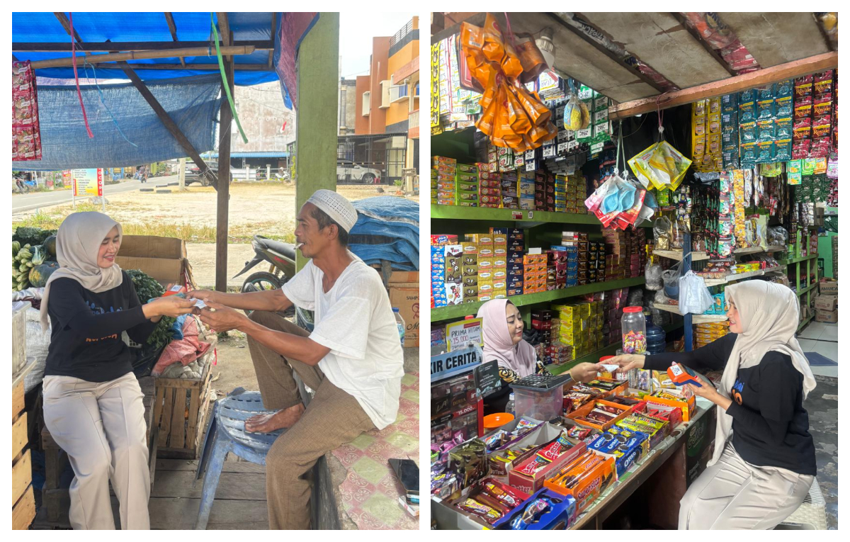 AgenBRILink Mulia Motor, di Kelurahan Harapan Tani, Kecamatan Kempas, Kabupaten Indragiri Hilir, Provinsi Riau, melayani nasabahnya.