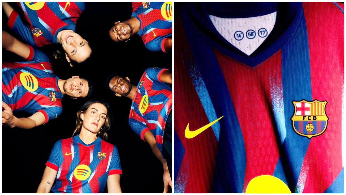 Detail jersey keempat terbaru Barcelona musim 2025-2026.
