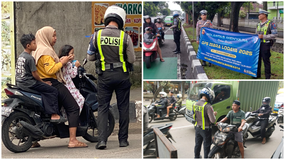 Petugas Satlantas Polresta Bogor Kota saat menjalankan Operasi Zebra Lodaya 2025.
