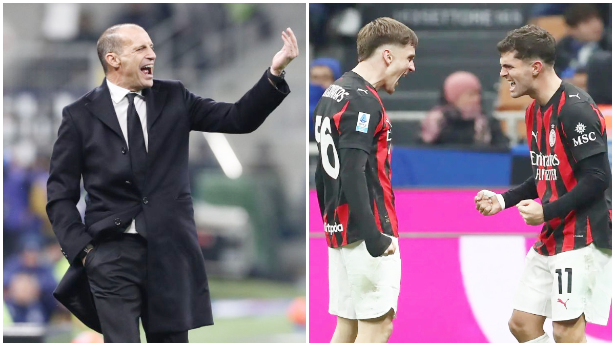 Massimiliano Allegri saat memimpin pertandingan AC Milan melawan Inter.