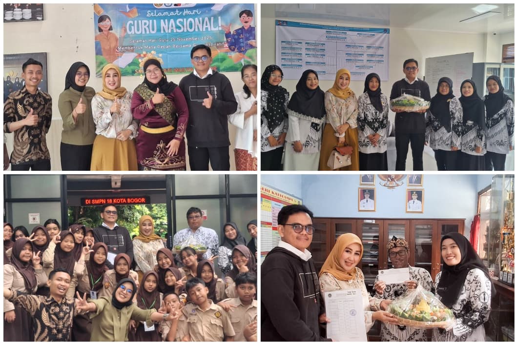 Pengurus SPPG BSI-1 Kota Bogor Timur, Kota Bogor, berbagi tumpeng dalam rangka memeriahkan Hari Guru Nasional.