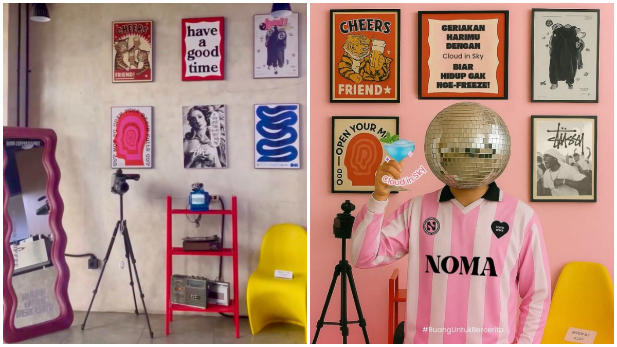 Salah satu spot kalcer yang ada di Noma Coffe and Space dan postingan yang ada di sosial media Instagram mereka.