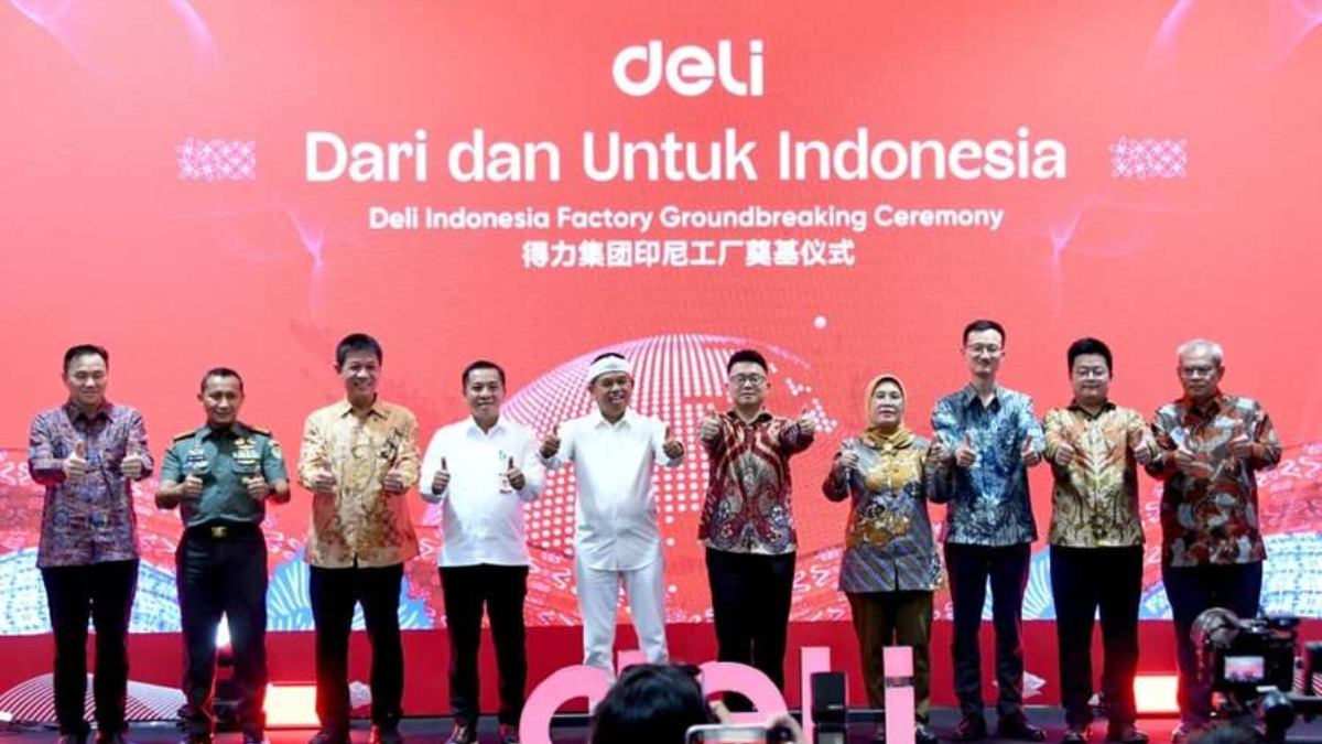 Acara groundbreaking pembangunan Pabrik Deli di Kawasan Industri Artha Industrial Hill, Karawang, Rabu (26/11/2025).