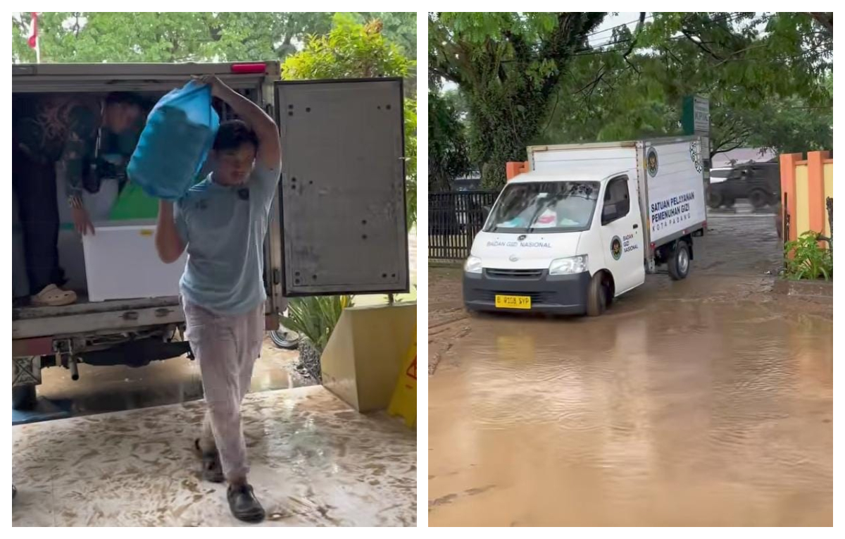 Dapur MBG di Padang, untuk sementara waktu beralih fungsi membantu para korban banjir dan lingsor.
