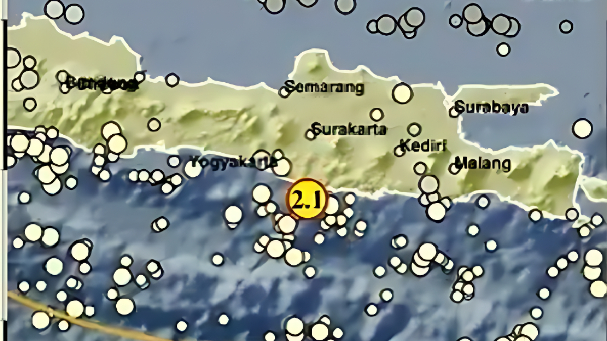 WASPADA : Barat Daya Pacitan diguncang gempa Magnitudo 2,1.