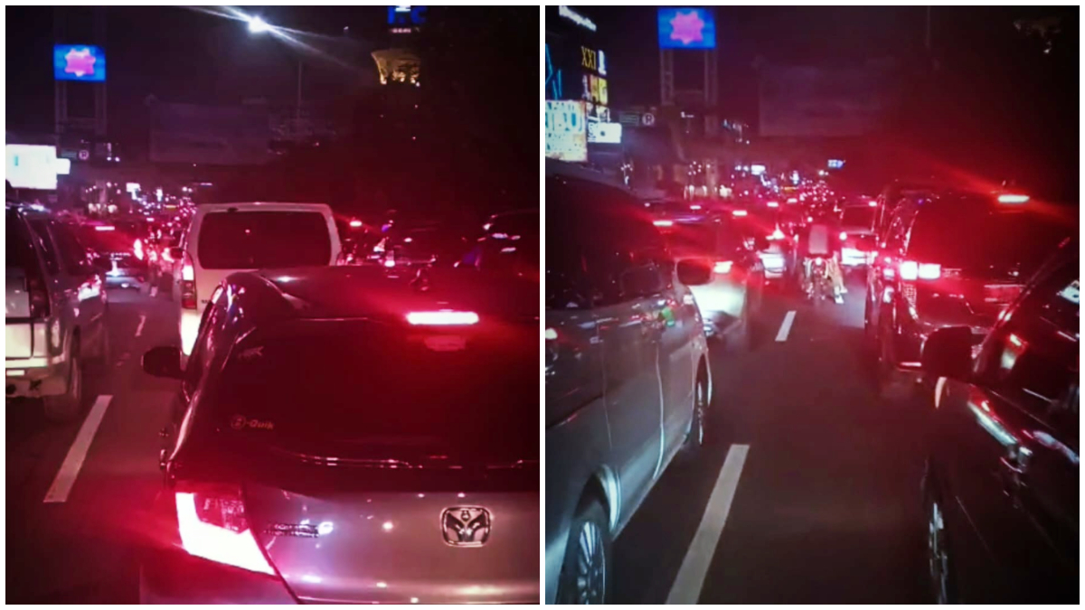 Suasana arus lalu lintas di Jalan Margonda Kota Depok Sabtu malam 29 November 2025.